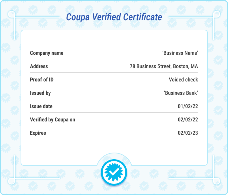 Coupa Verified Certificate