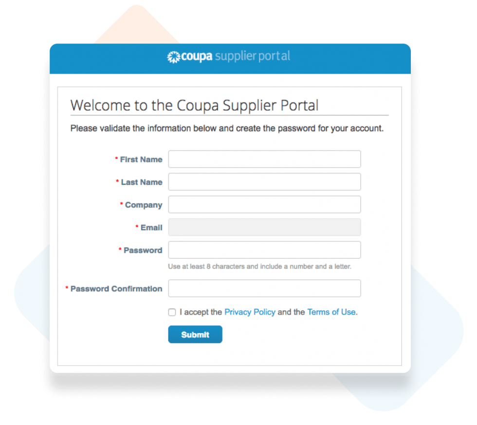 Creating an account with Coupa Coupa Suppliers