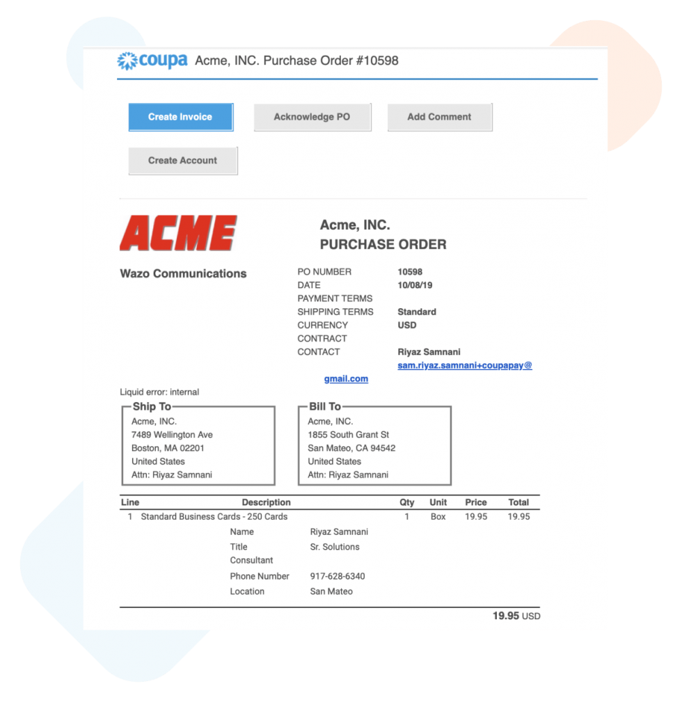 Create an Invoice/ Credit Memo | Coupa Suppliers